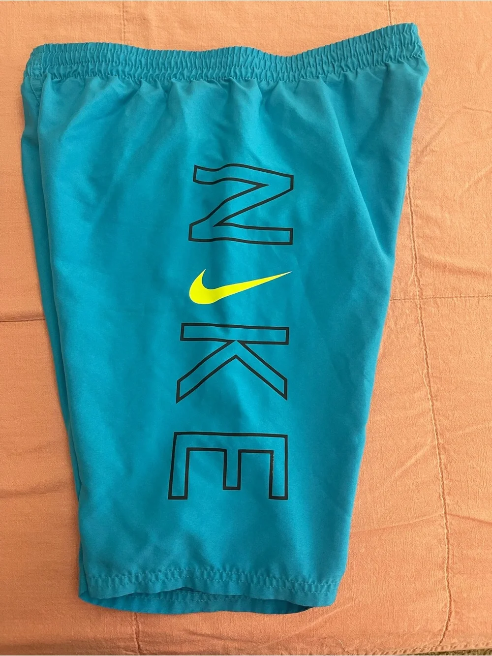 Nike Teal and Neon Yellow Athletic Shorts